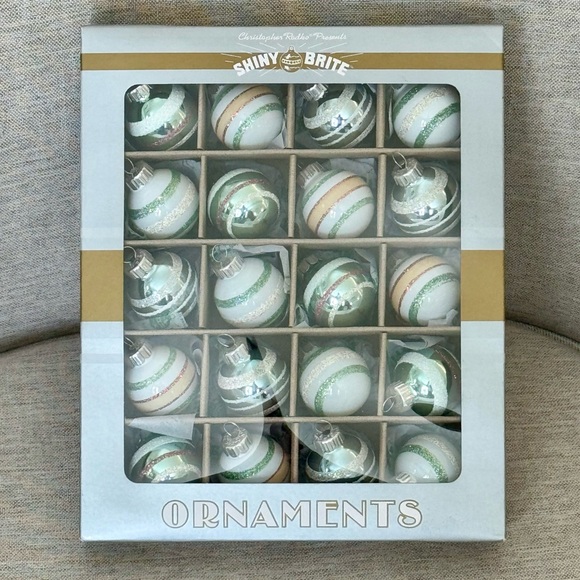 20 Piece Vintage Style Mini Glass Ornament Set - Christopher Radko Shiny Brite - Picture 1 of 6